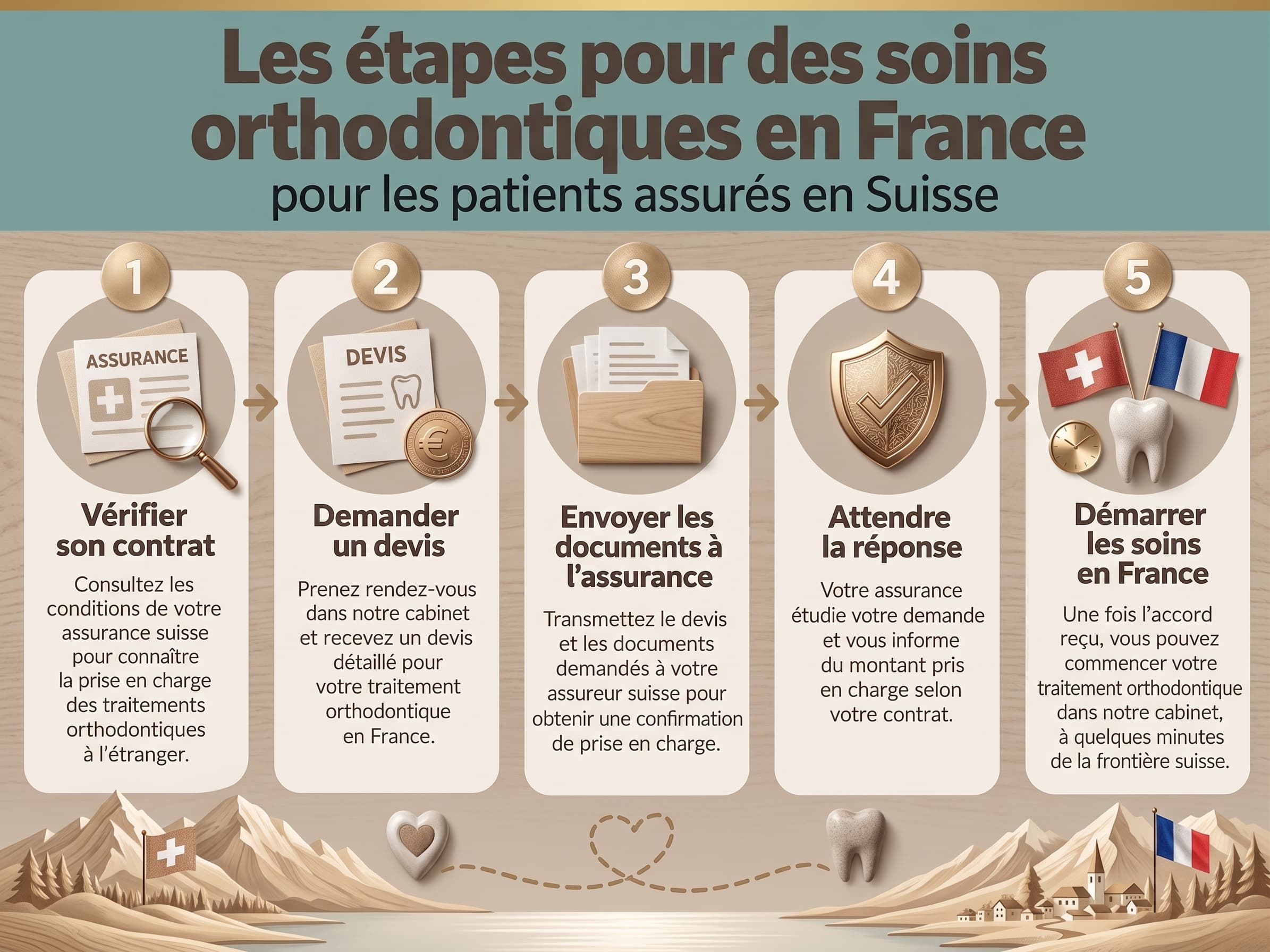 Schéma de vérification assurance suisse avant soins dentaires en France