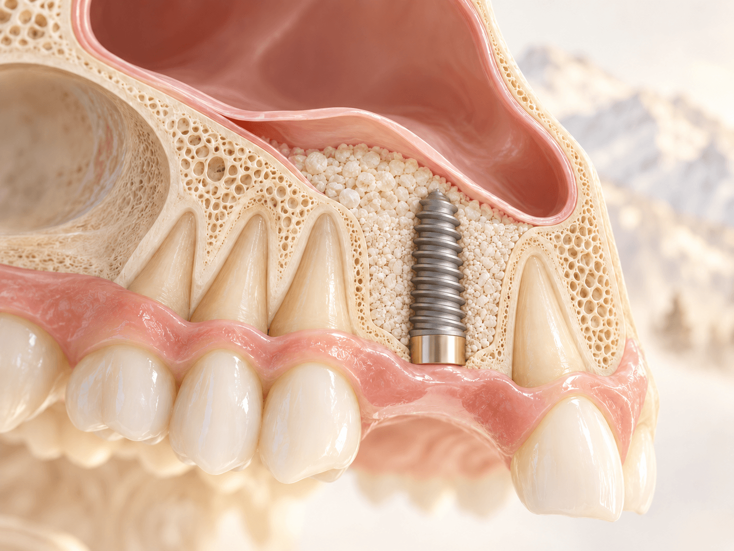 Illustration d'un sinus lift avant pose d'implants