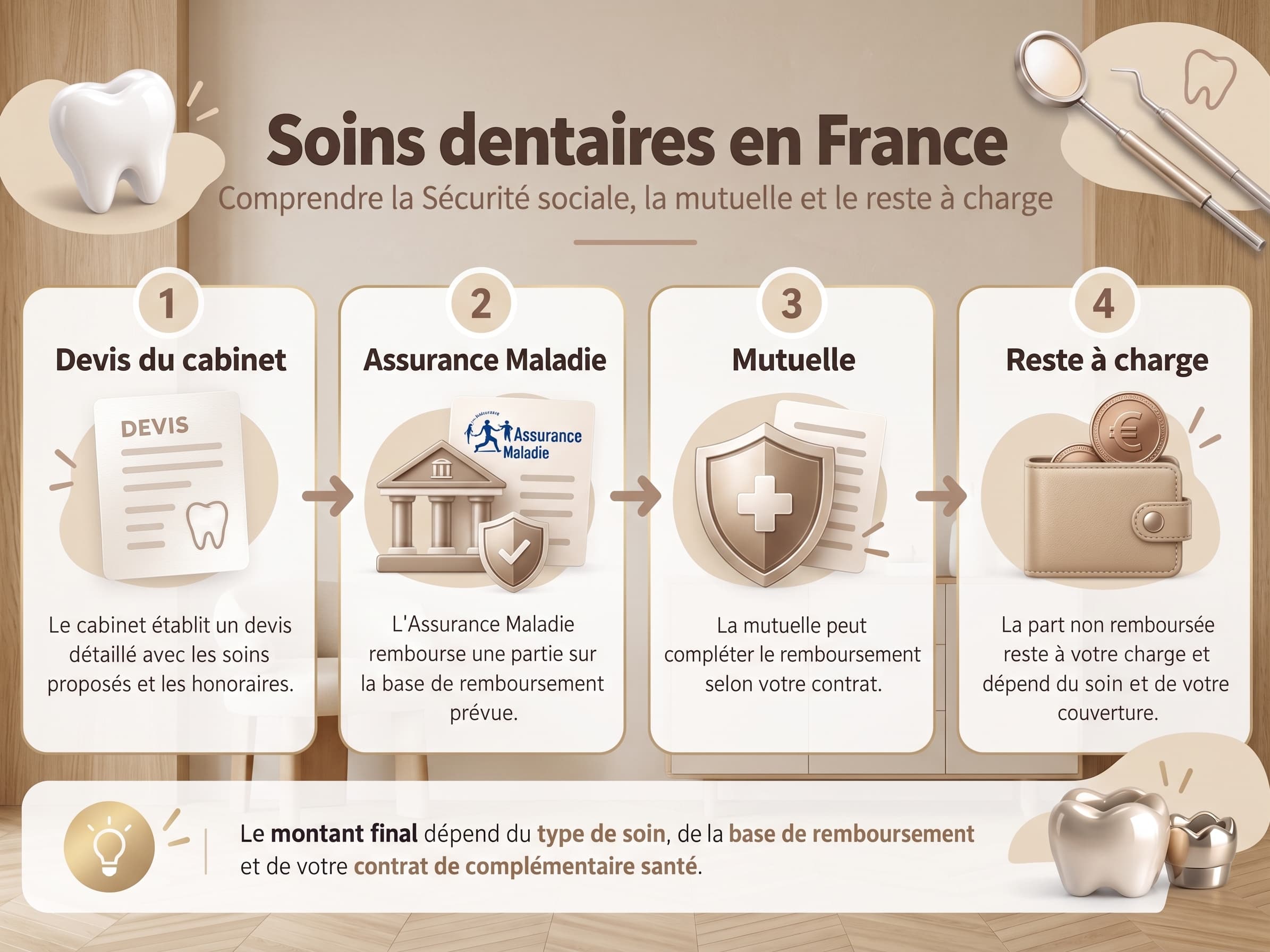Schéma Assurance Maladie, mutuelle et reste à charge